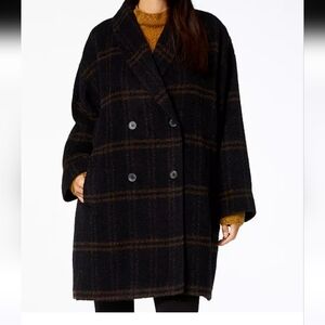 🍄 Eileen Fisher Plaid Alpaca Blend Coat, Size XL